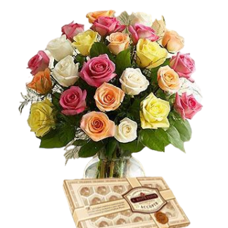 25 colorful roses with chokolates | Flower Delivery Simferopol