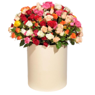 Mixed roses in a hatbox | Flower Delivery Simferopol