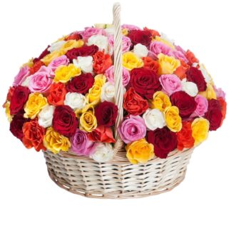 51 colorful roses in the basket | Flower Delivery Simferopol